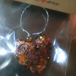Fall heart keychain or ornament